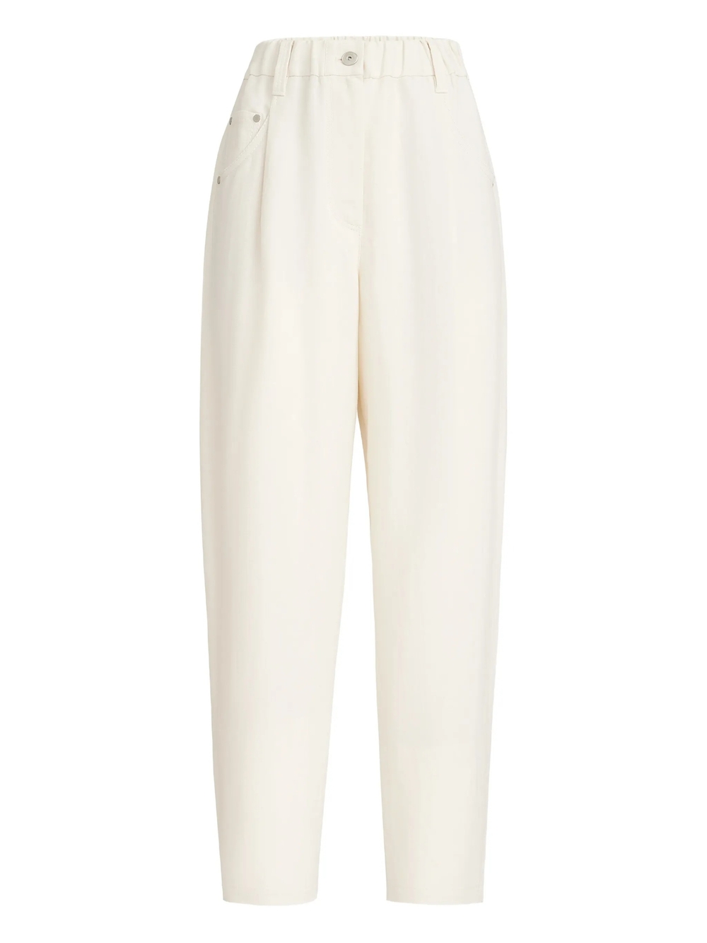 Brunello Cucinelli Women's Cream High-Waist Tailored Trousers - Picture 3 of 4